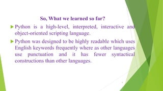 Introduction to python programming | PPT image.