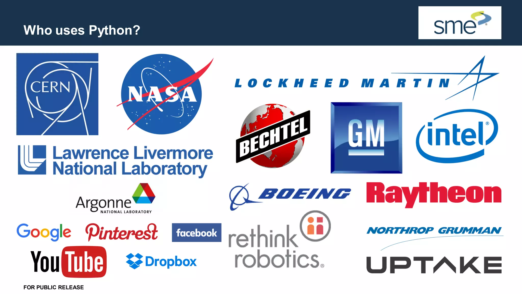 Who uses Python? FOR PUBLIC RELEASE 