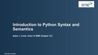 Introduction to Python Syntax and Semantics | PDF | Programming ...