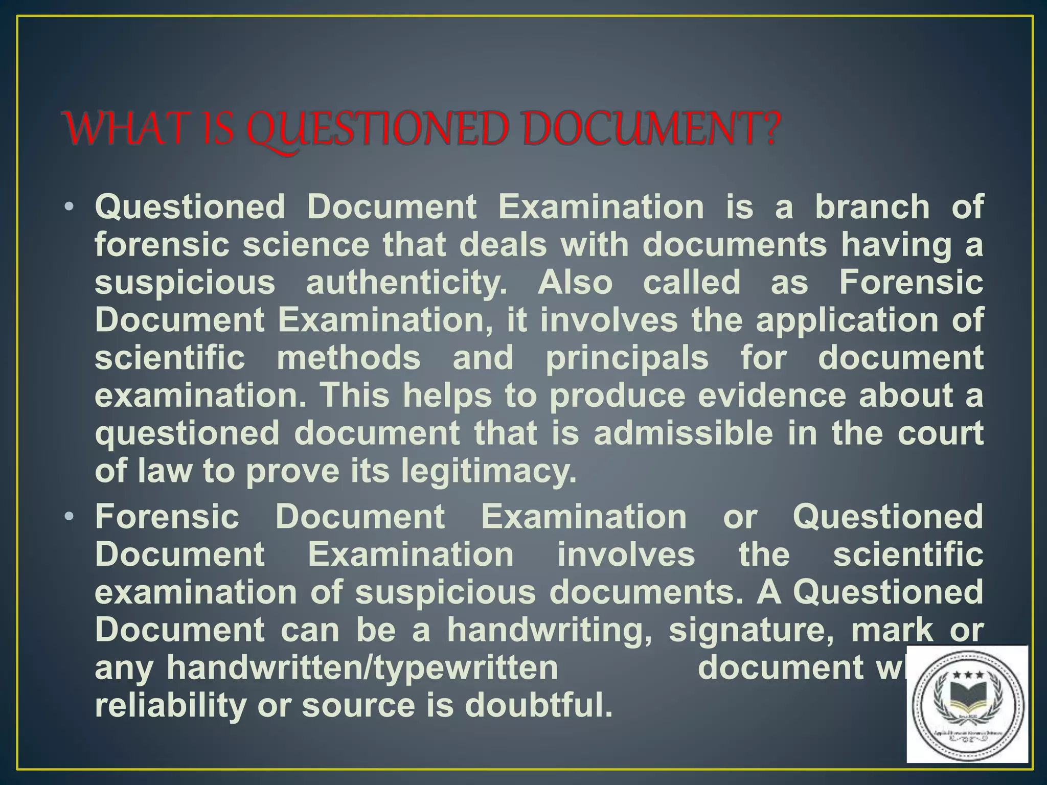 Introduction to Questioned Document PPT