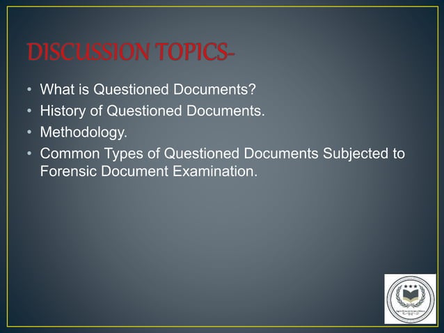 Introduction to Questioned Document | PPTX