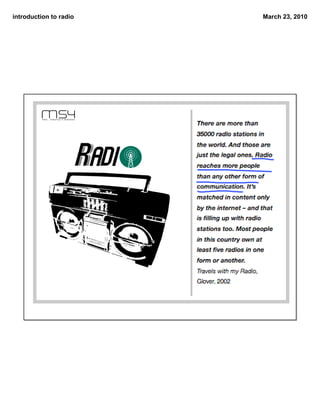 introduction to radio   March 23, 2010
 
