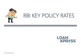 www.loanXpress.com
RBI KEY POLICY RATES
 