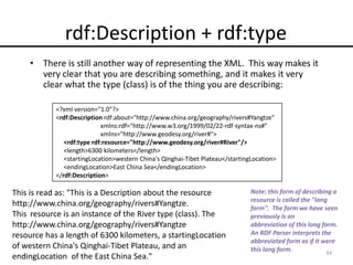 rdf:Description + rdf:type
• There is still another way of representing the XML. This way makes it
very clear that you are...