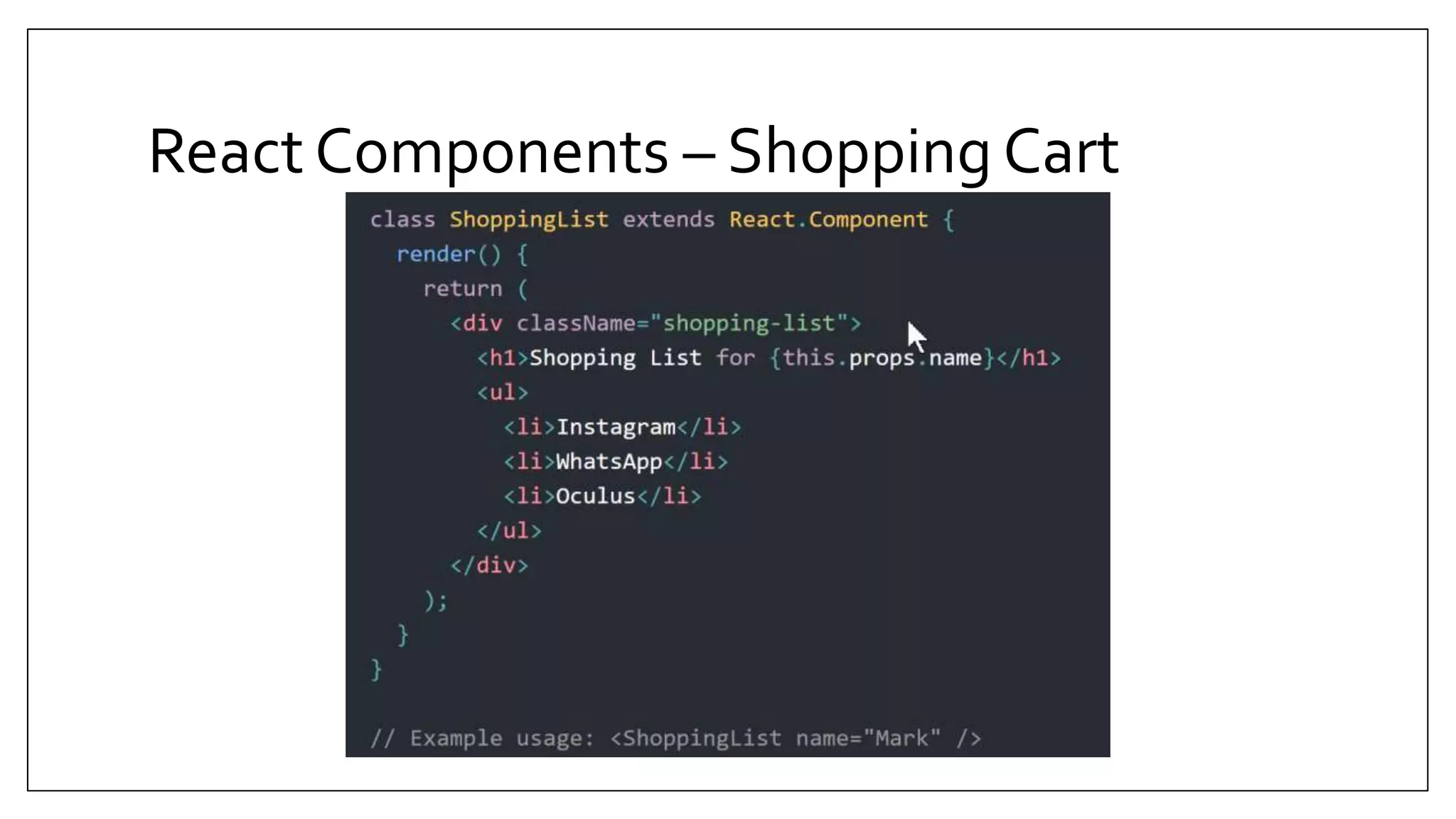 React Components – Shopping Cart 