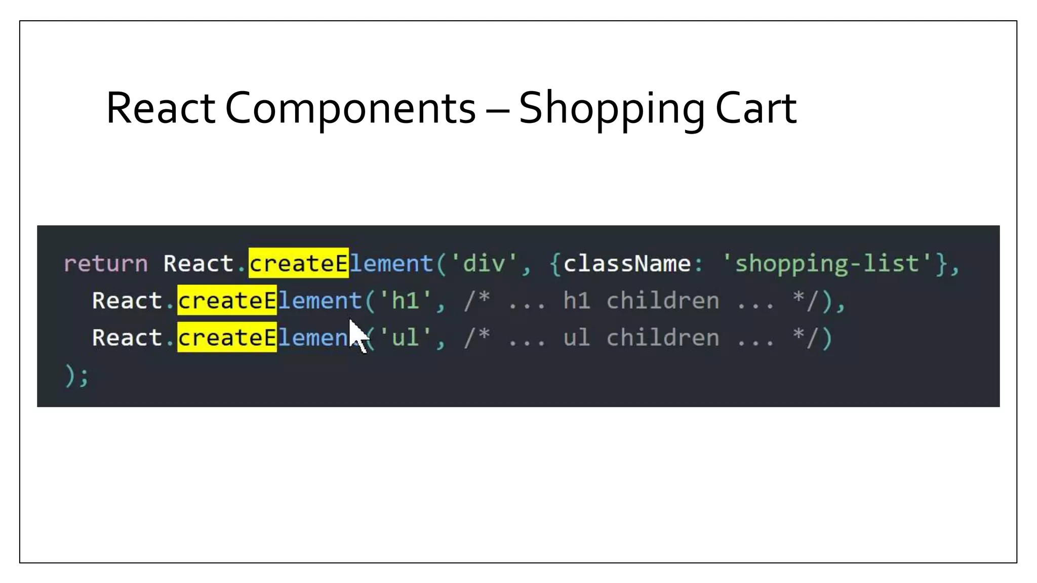 React Components – Shopping Cart 