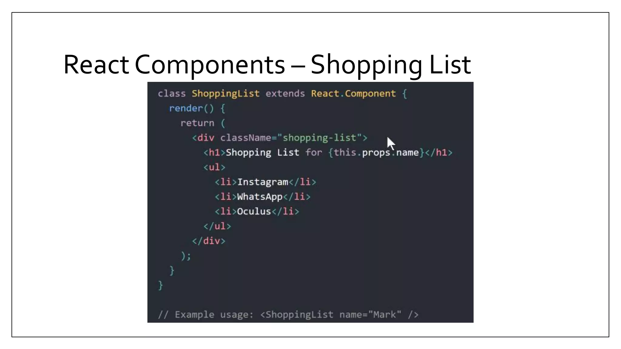 React Components – Shopping List 