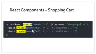 React Components – Shopping Cart
 