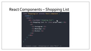 React Components – Shopping List
 
