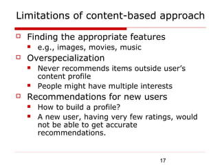Centent Based Approach Introduction to recommendation system | PPT