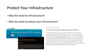 Protect Your Infrastructure
•Why the need for Infrastructure?
•Why the need to protect your infrastructure?
 