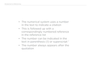 Referencing With Numbers In Text Introduction to Referencing | PDF
