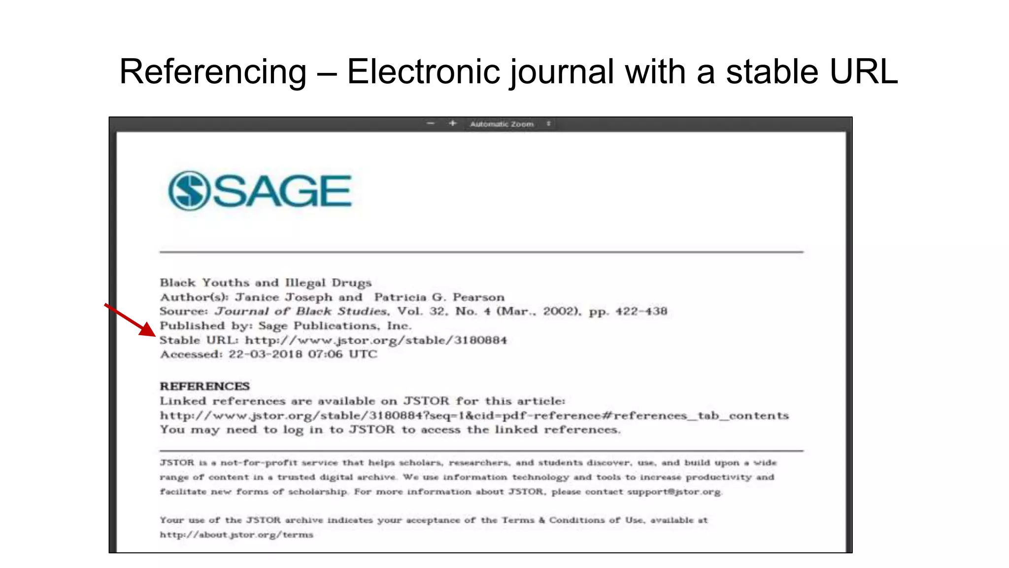 Referencing – Electronic journal with a stable URL
 