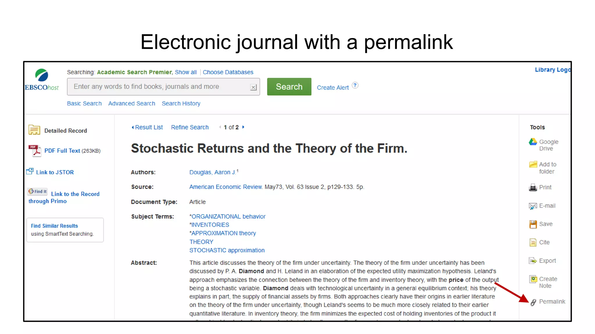 Electronic journal with a permalink
 