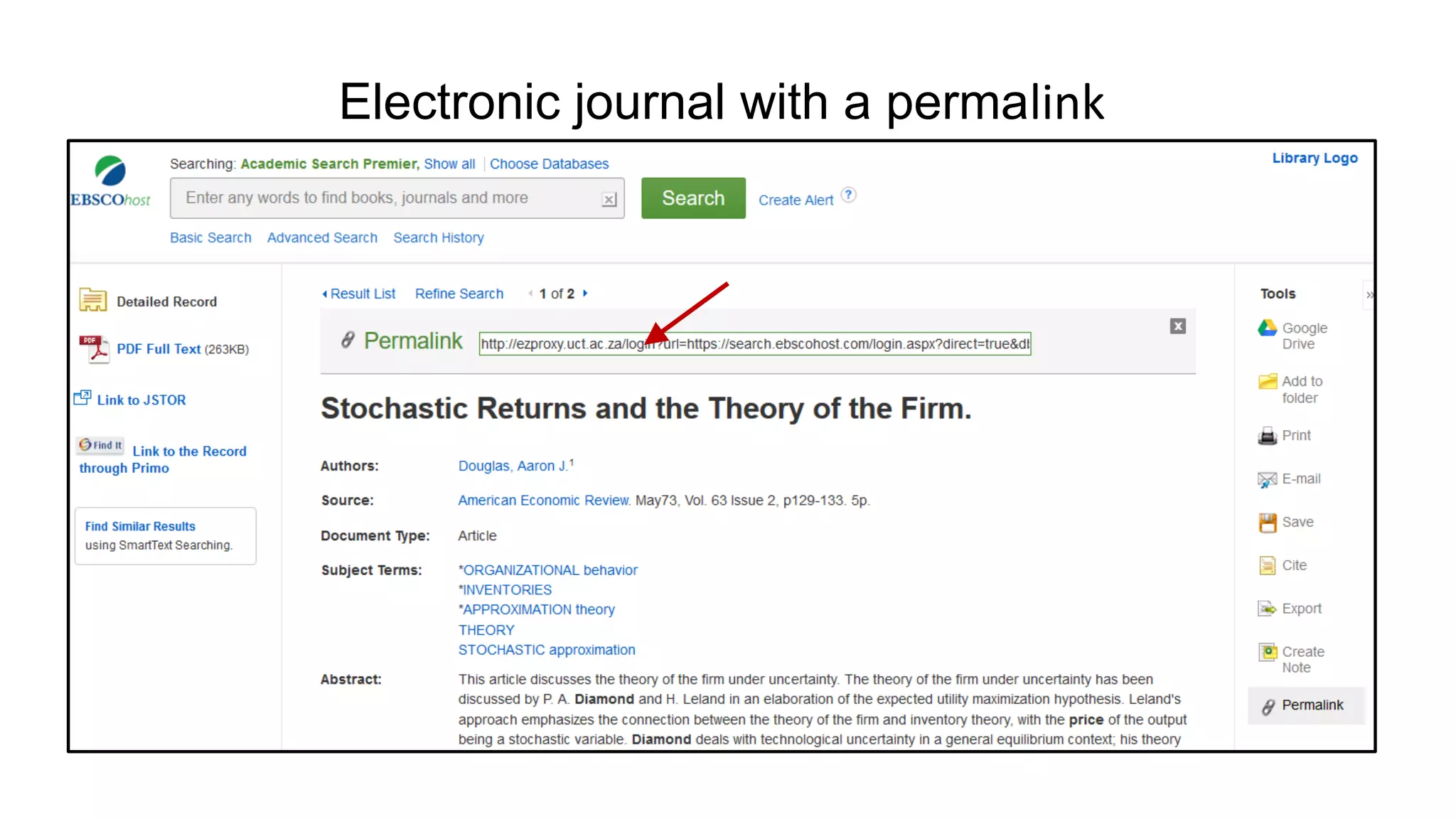 Electronic journal with a permalink
 