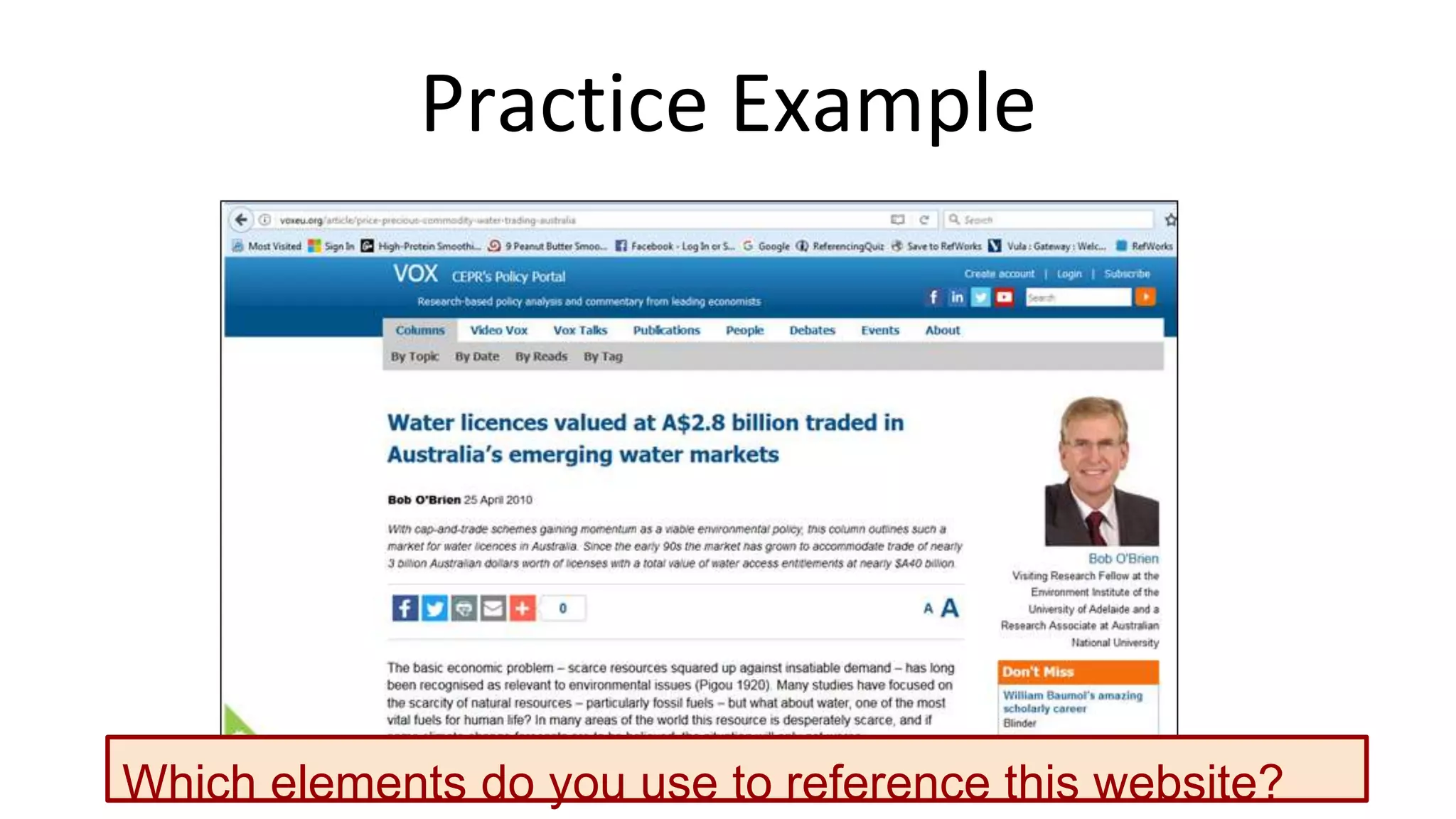 Practice Example
Which elements do you use to reference this website?
 