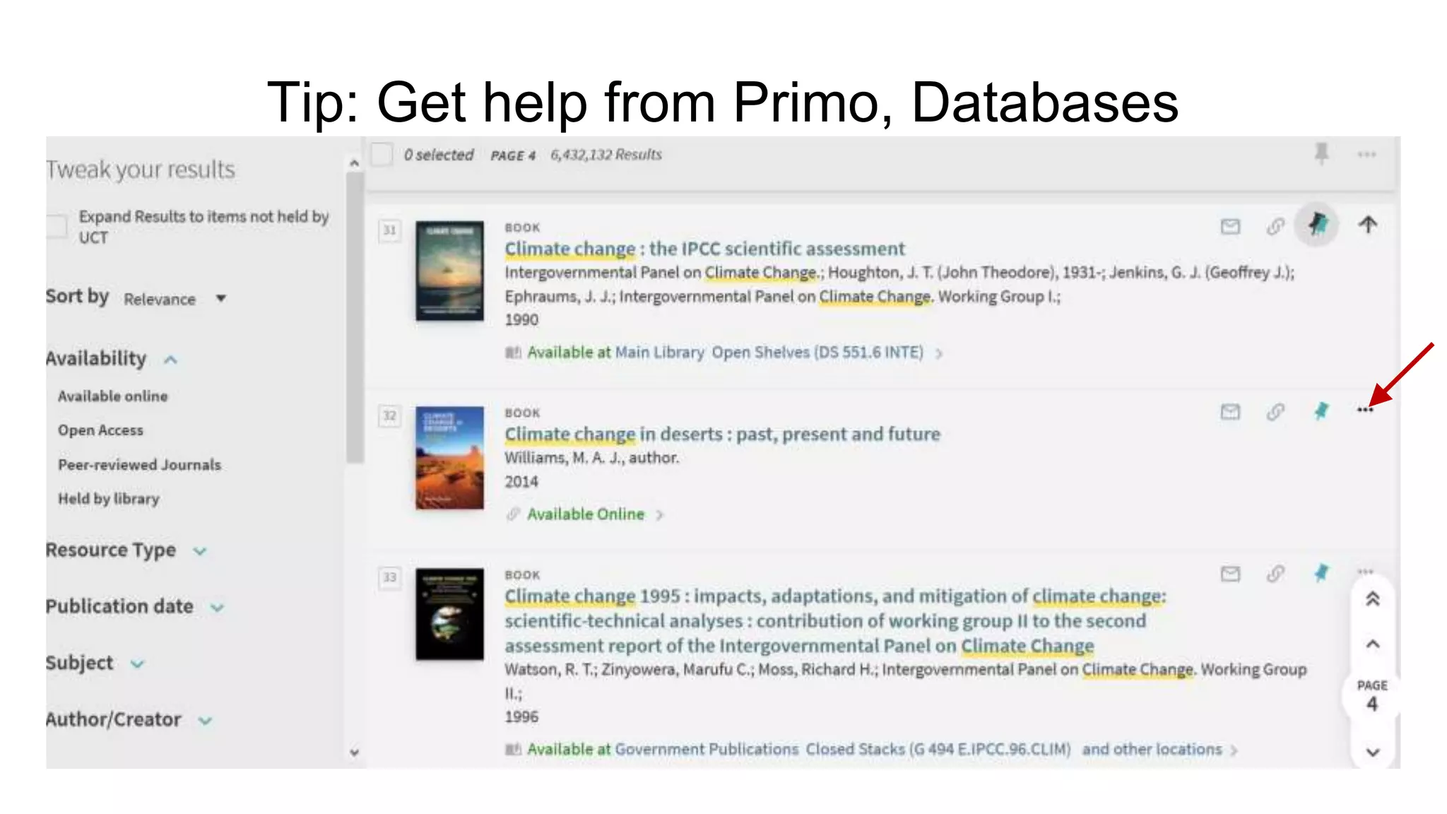 Tip: Get help from Primo, Databases
 