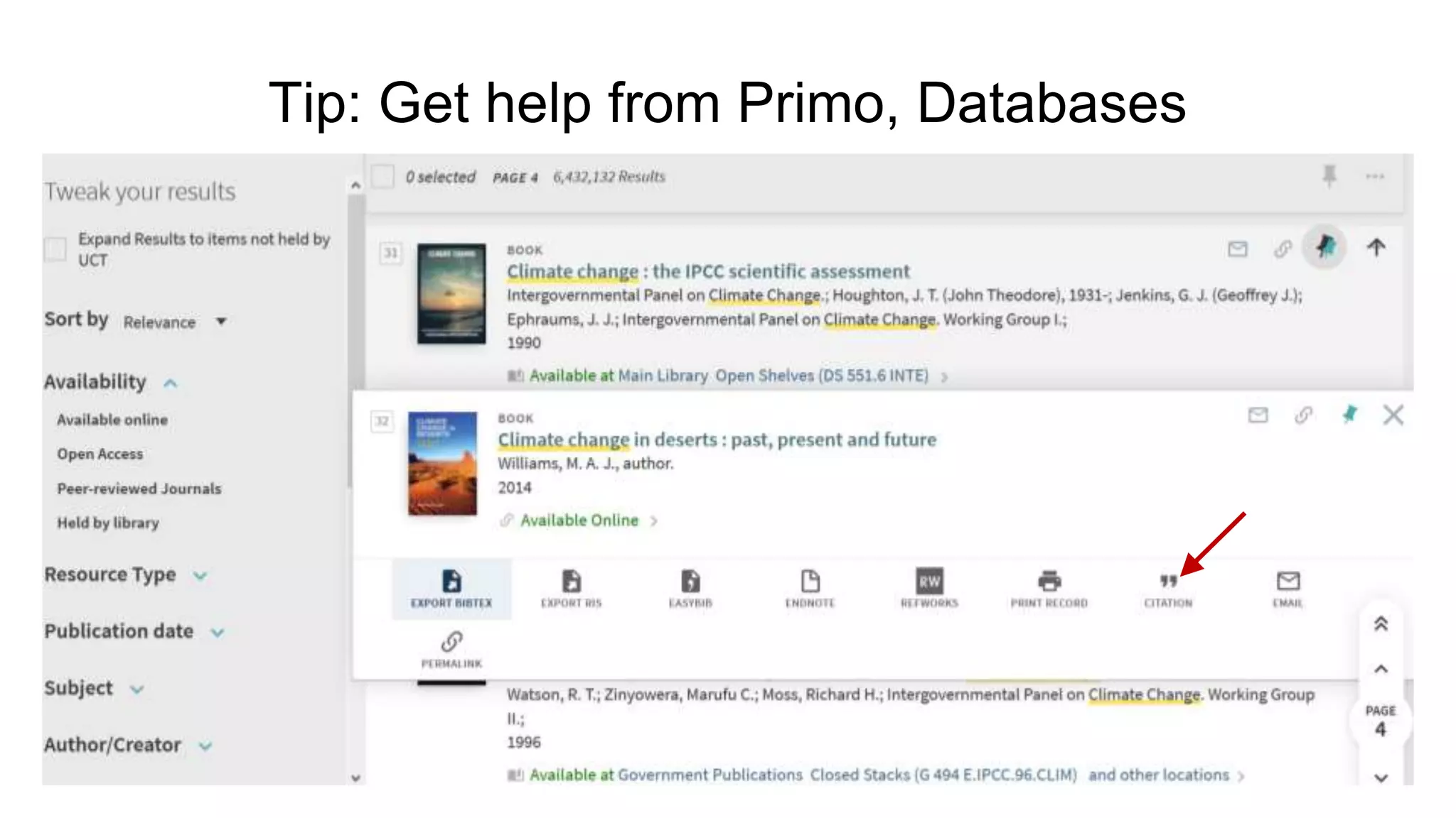 Tip: Get help from Primo, Databases
 