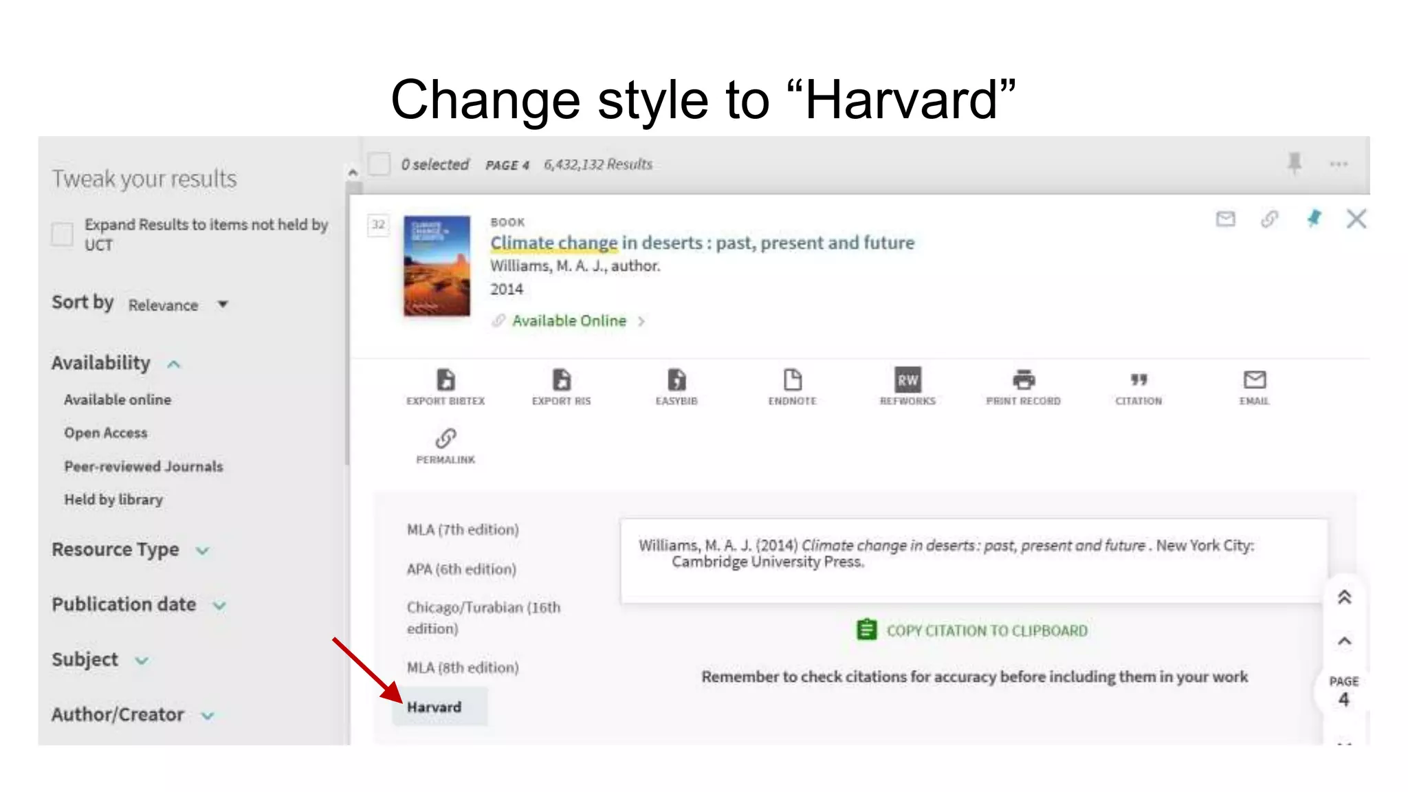 Change style to “Harvard”
 