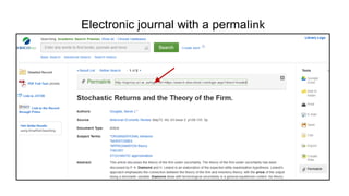 Electronic journal with a permalink
 