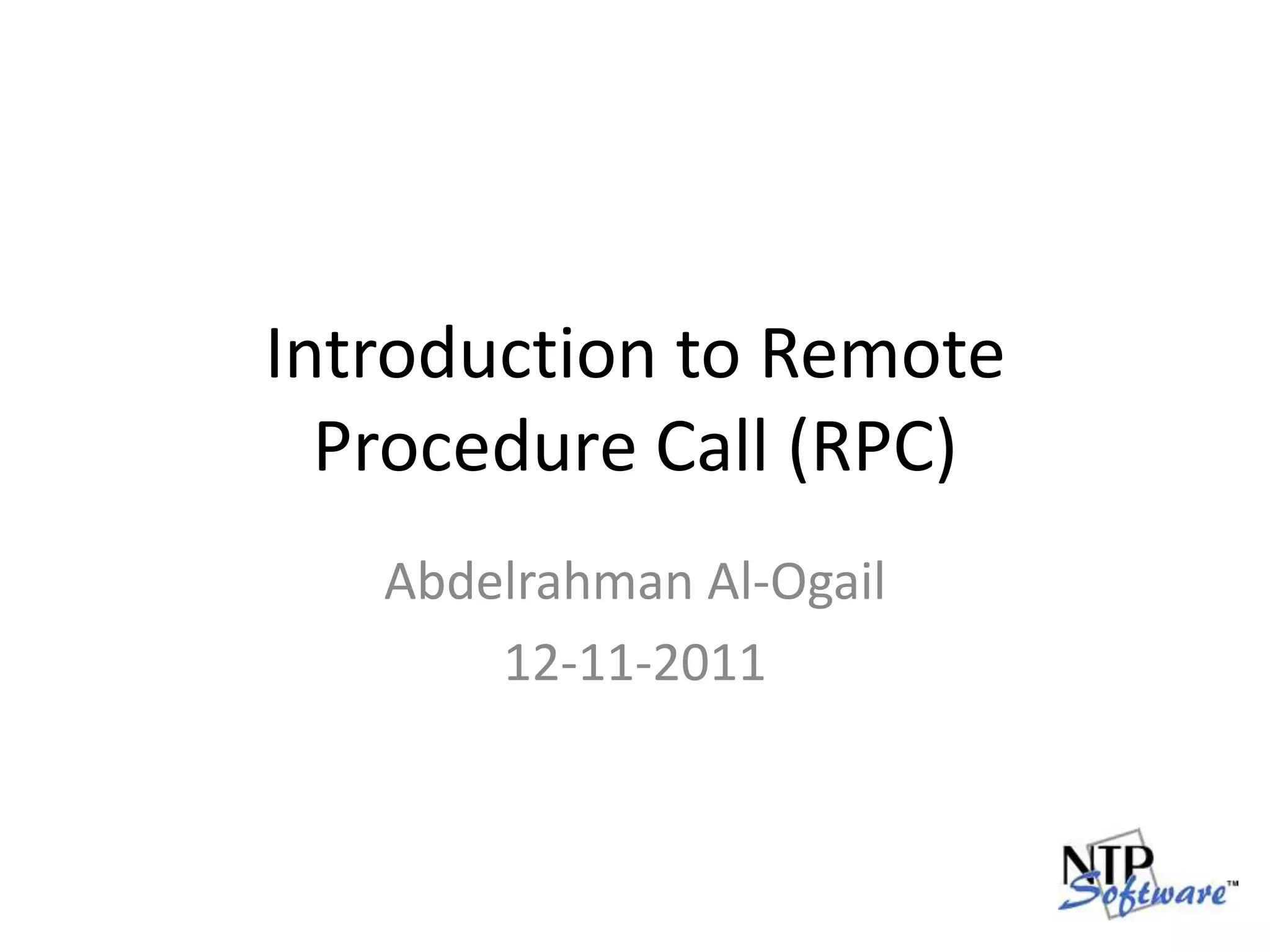 Introduction to C++ Remote Procedure Call (RPC) | PPT