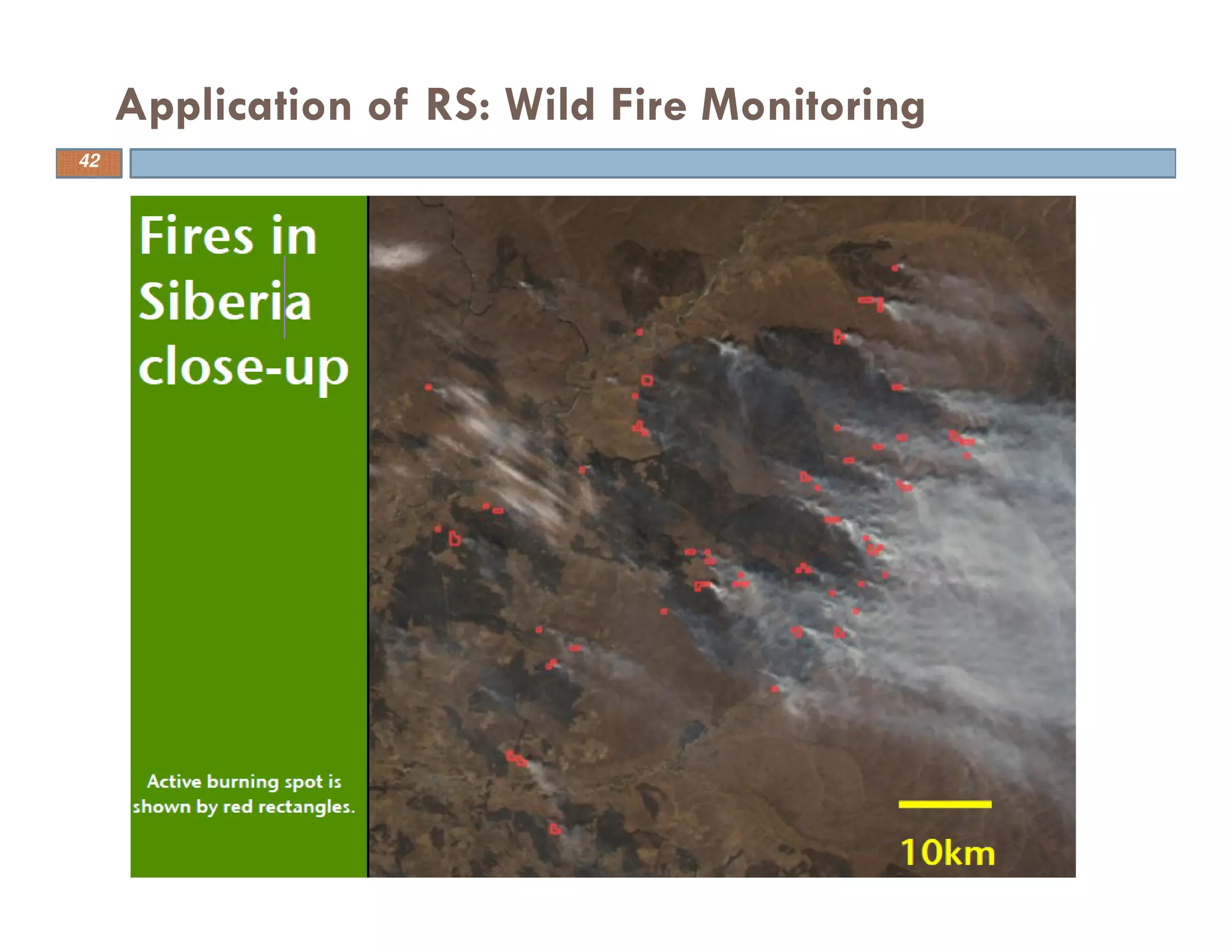 Application of RS: Wild Fire Monitoring
42
 