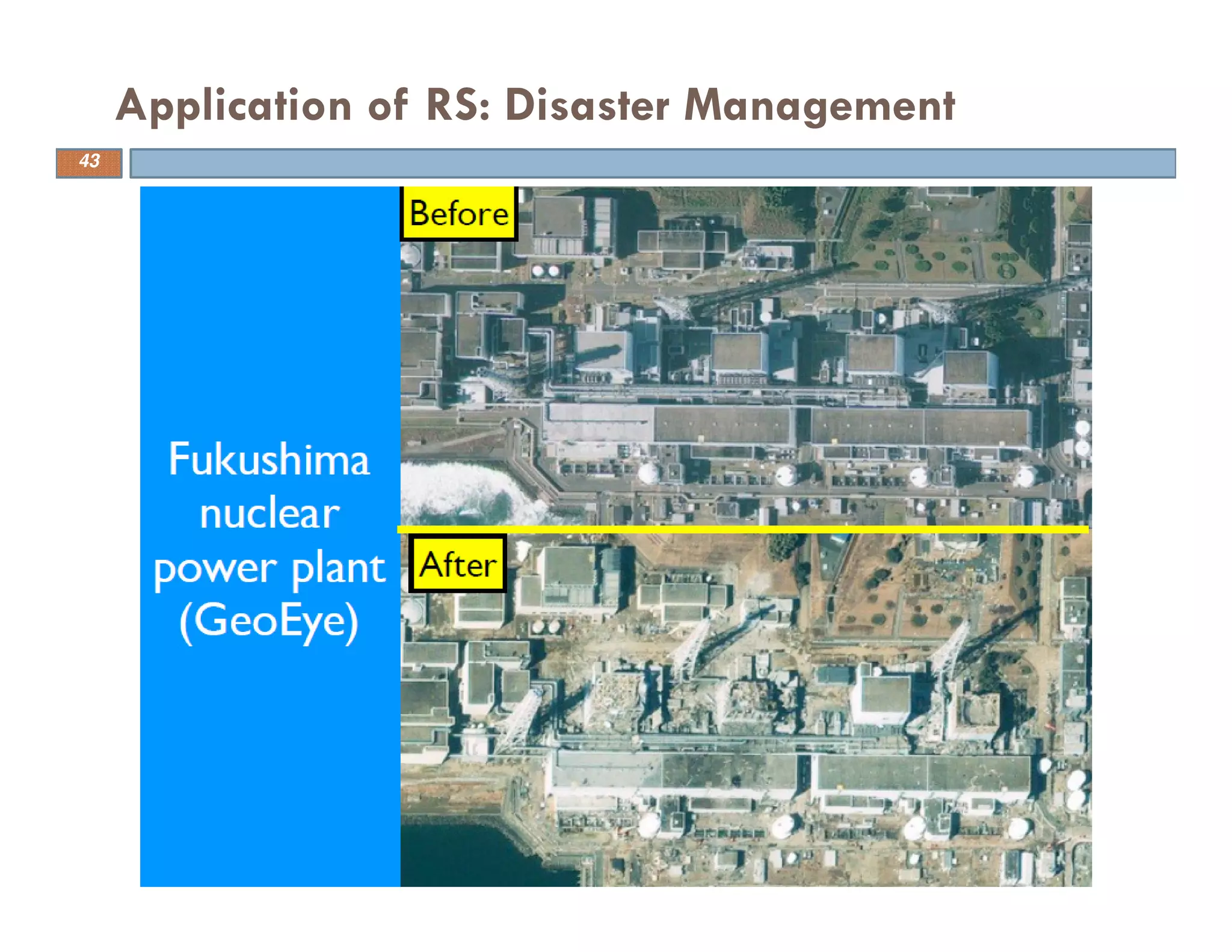 Application of RS: Disaster Management
43
 