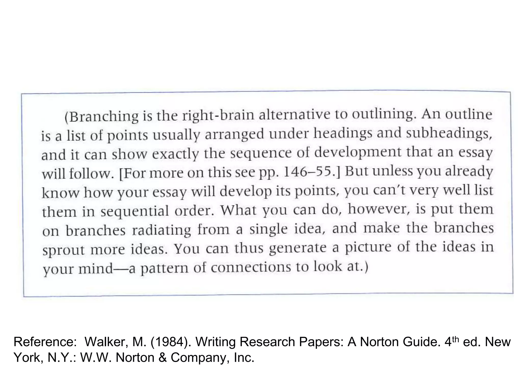 Reference: Walker, M. (1984). Writing Research Papers: A Norton Guide. 4th ed. New 
York, N.Y.: W.W. Norton & Company, Inc. 
 
