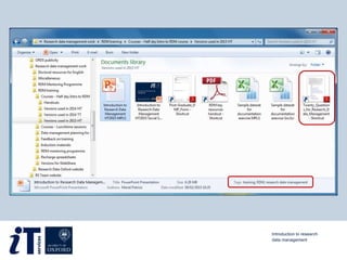 Introduction to research
data management
 
