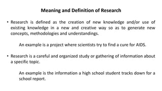 Objectives of Research
• Defining and redefining problems
• Research discovers solutions to problems
• Collecting, organis...
