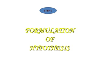 FORMULATION
OF
HYPOTHESIS
STEP-3
 
