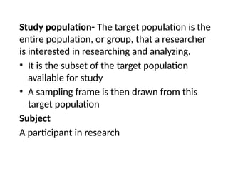 description of target study population, sampling... INTRODUCTION TO RESEARCH METHODS IN RESEARCH METHODOLOGY | PPTX