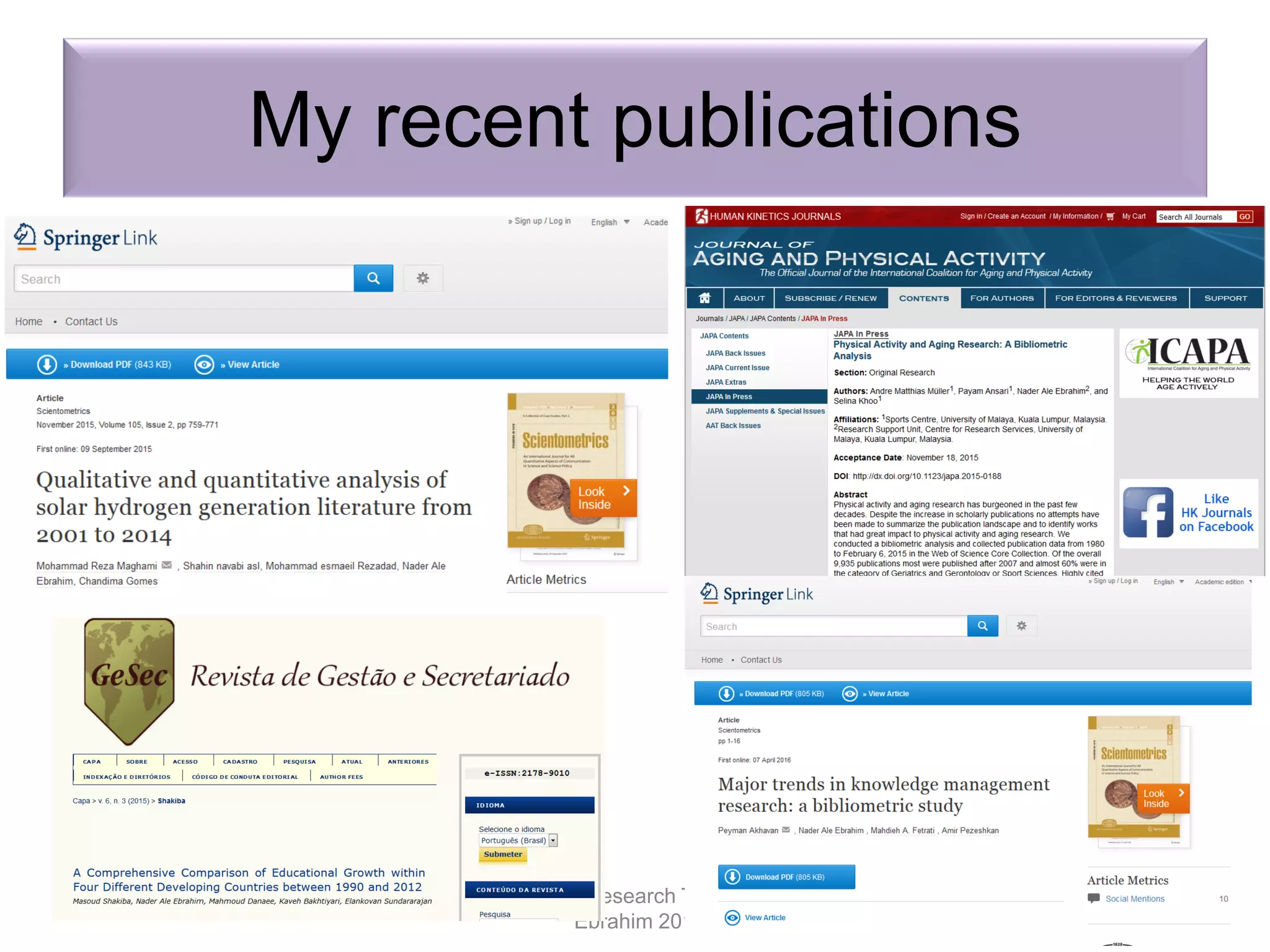 My recent publications
Introduction to the “Research Tools” - @ Nader Ale
Ebrahim 2016
125
 