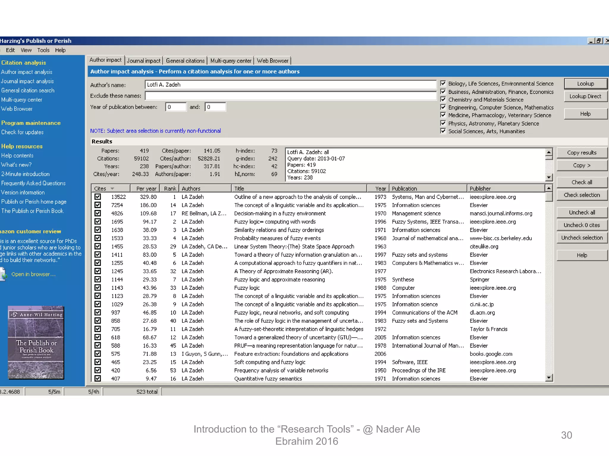 Introduction to the “Research Tools” - @ Nader Ale
Ebrahim 2016
30
 