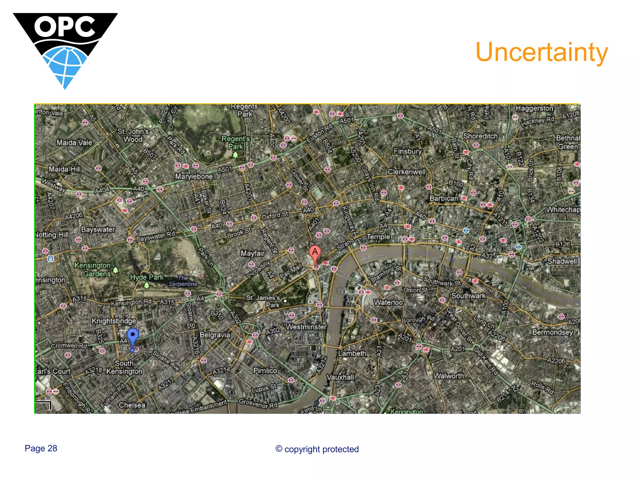 Uncertainty 
Kensington Gardens River Thames 
Well 1 Well 2 
Kensington Gardens River Thames 
Page 28 © copyright protected 
 