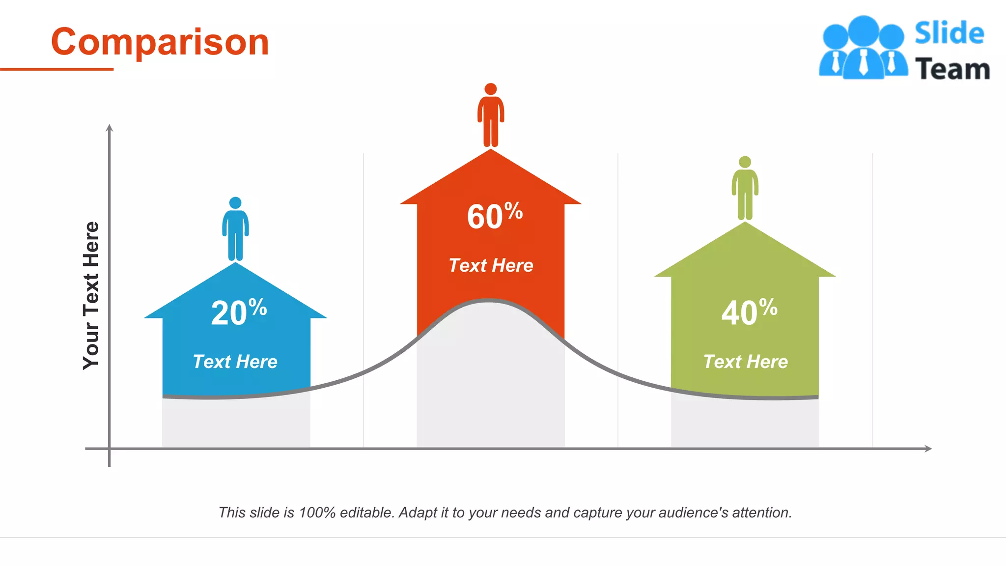 Comparison
20
Your
Text
Here
Text Here
20%
Text Here
60%
Text Here
40%
This slide is 100% editable. Adapt it to your needs and capture your audience's attention.
 