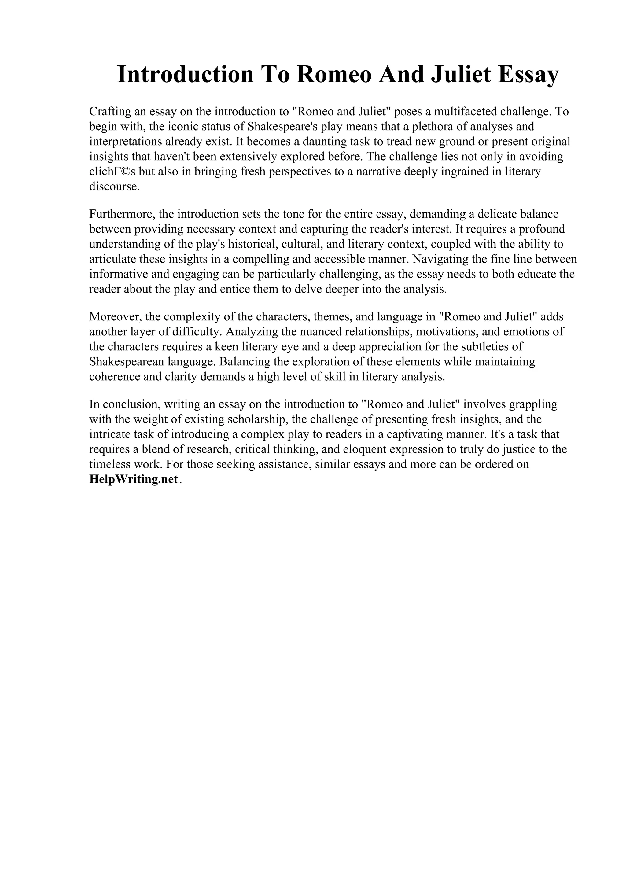 Introduction To Romeo And Juliet Essay.pdf