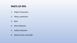 Introduction to Removable Partial Dentures | PPTX