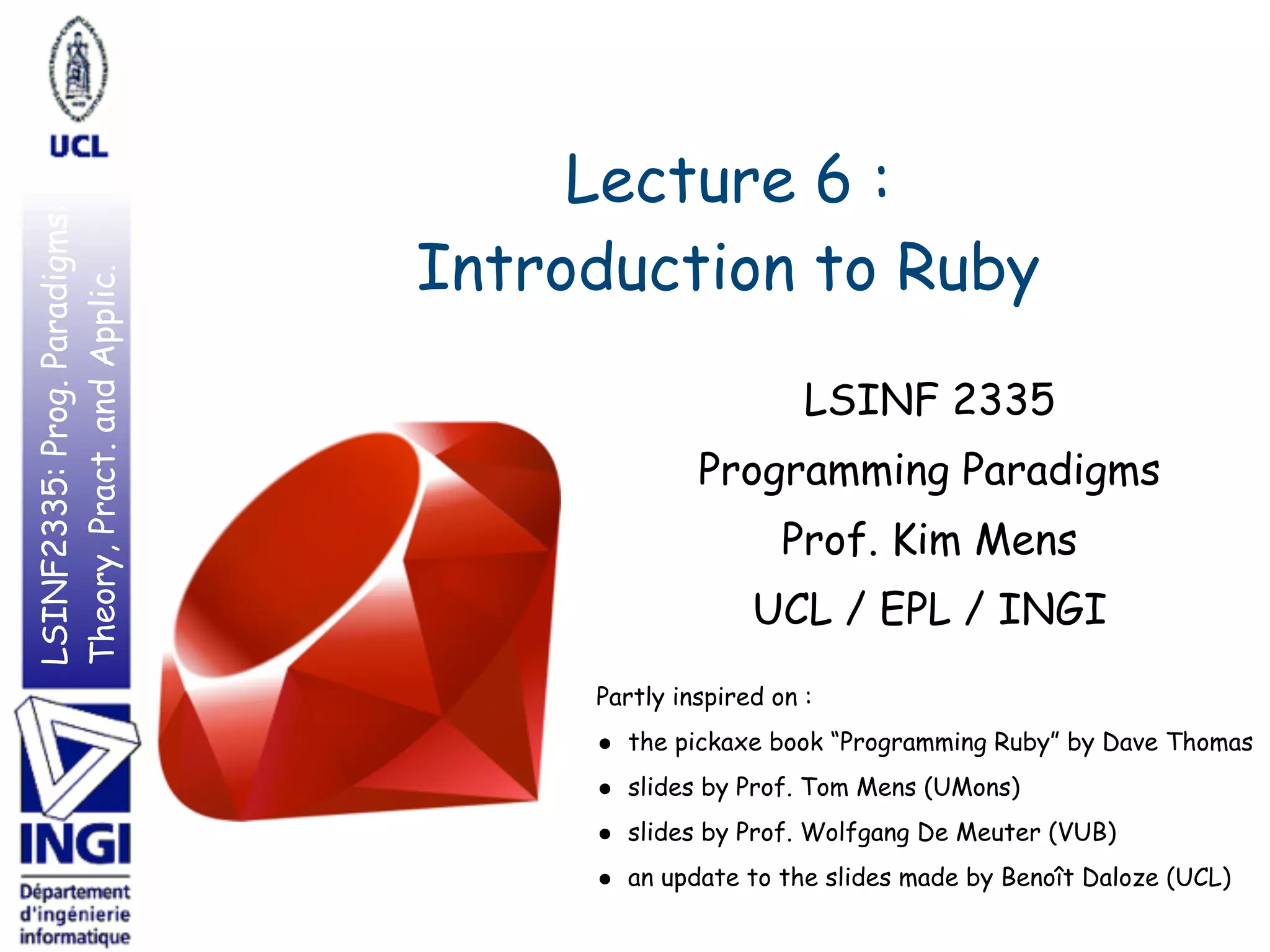 Introduction to Ruby | PDF | Programming Languages | Computing