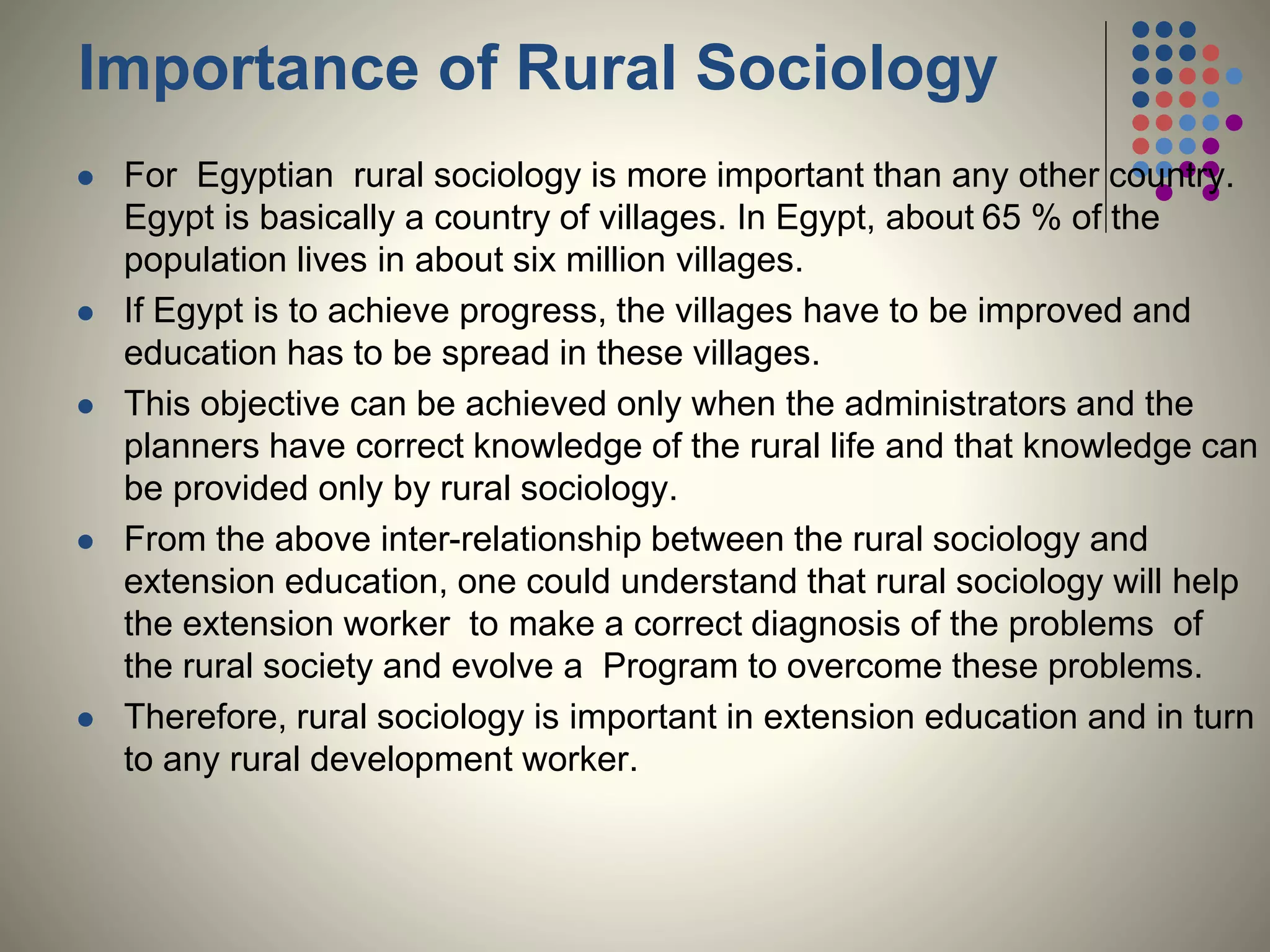 Introduction to rural sociology (101) 1st lecture | PDF