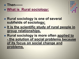 Introduction to rural sociology (101) 1st lecture | PDF
