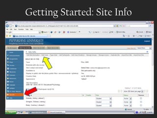 Getting Started: Site Info
 