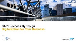 PUBLIC
SAP Business ByDesign
Digitalization for Your Business
 