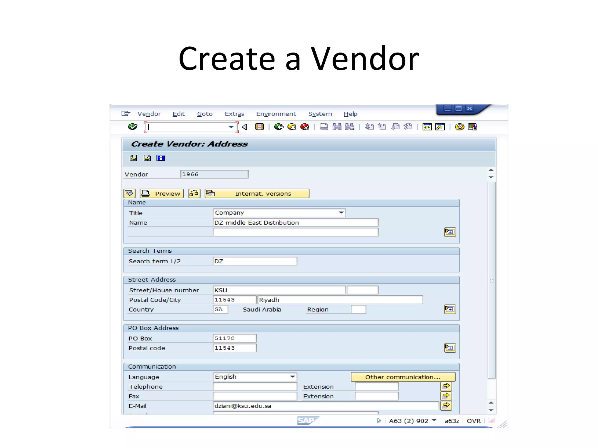 Create a Vendor
 