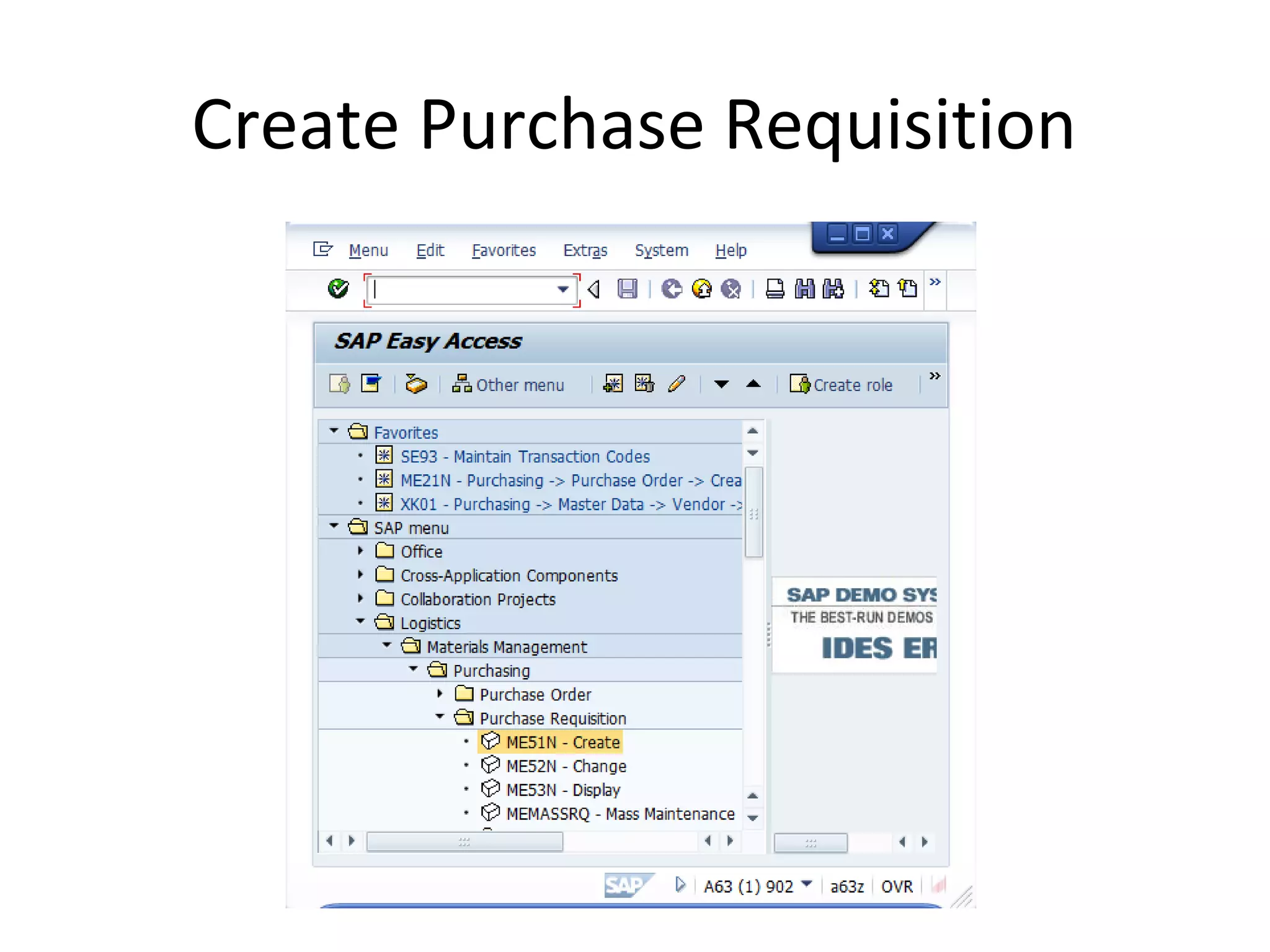 Create Purchase Requisition
 