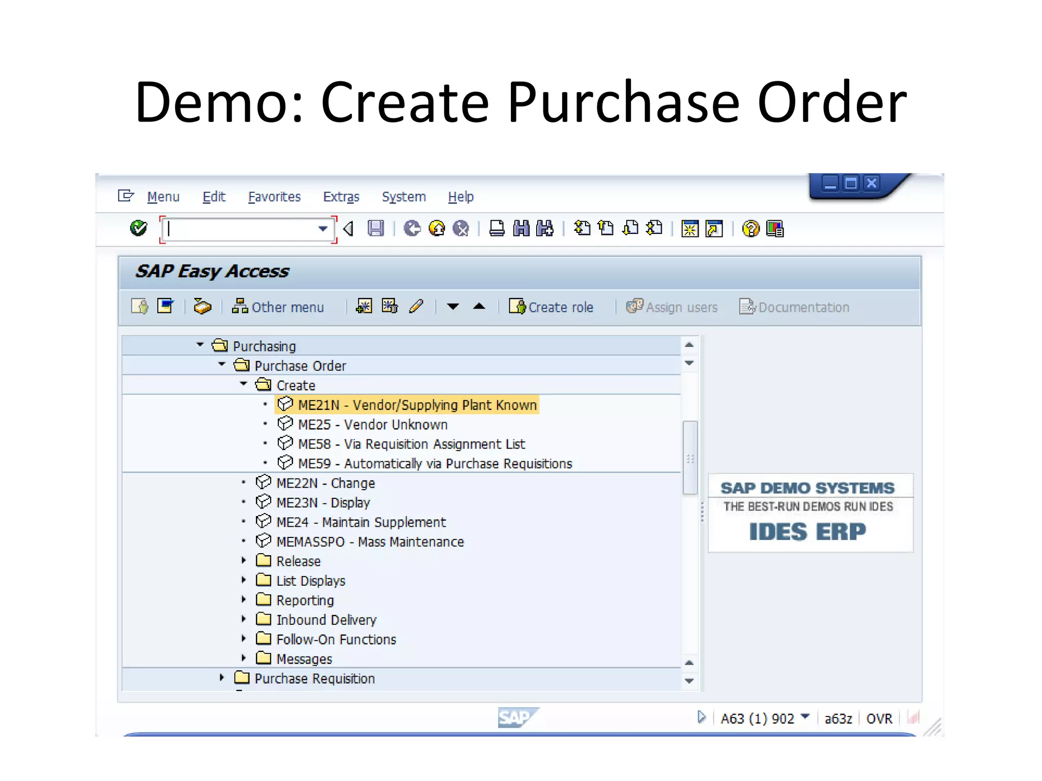 Demo: Create Purchase Order
 