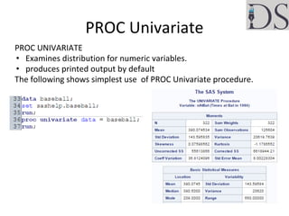 Procc Compare Function Rvs Sas Introduction to sas | PDF