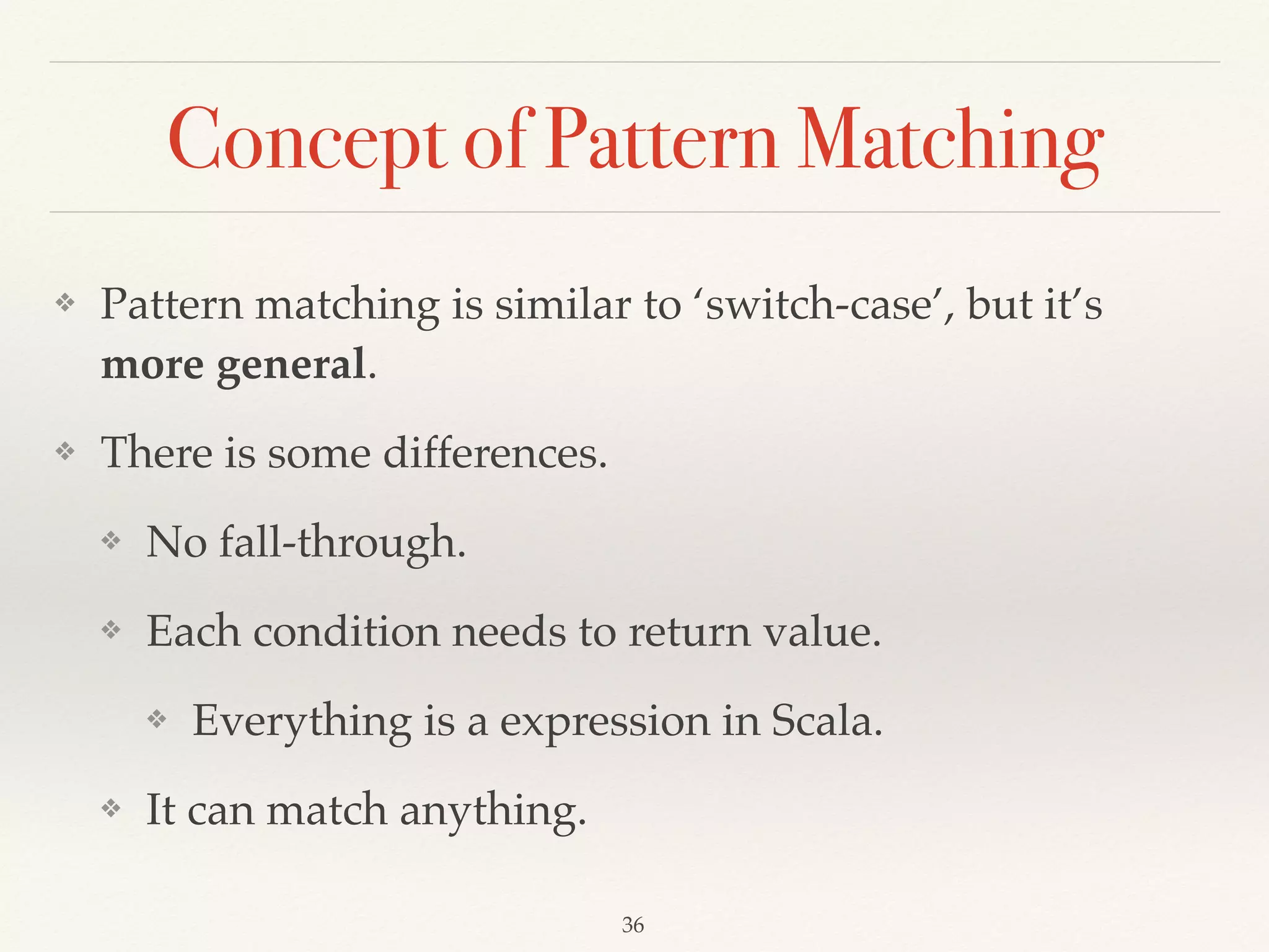 Recursion vs Tail-recursion
// Recursion 
def factorial(n: Int): BigInt = { 
if (n == 0) 1 
else n * factorial(n - 1) 
} 
 
factorial(15000)
java.lang.StackOverﬂowError
Demo14
 