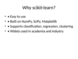 Introduction to scikit learn - machine learning | PPTX