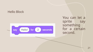 Say Block In Scratch Introduction to Scratch, uses and functions | PPTX